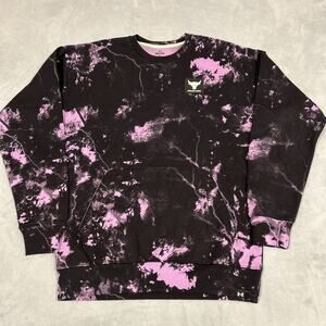 Under Armour Project Rock Sweatshirt Mens Small Loose Fit Gym Fit Purple Tyedie